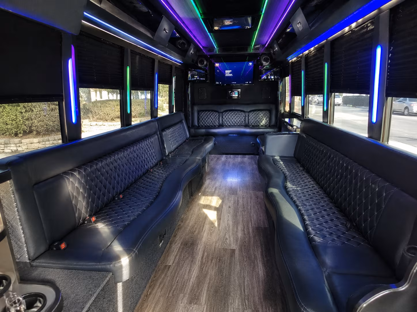 little rock 15 passenger party bus interior
