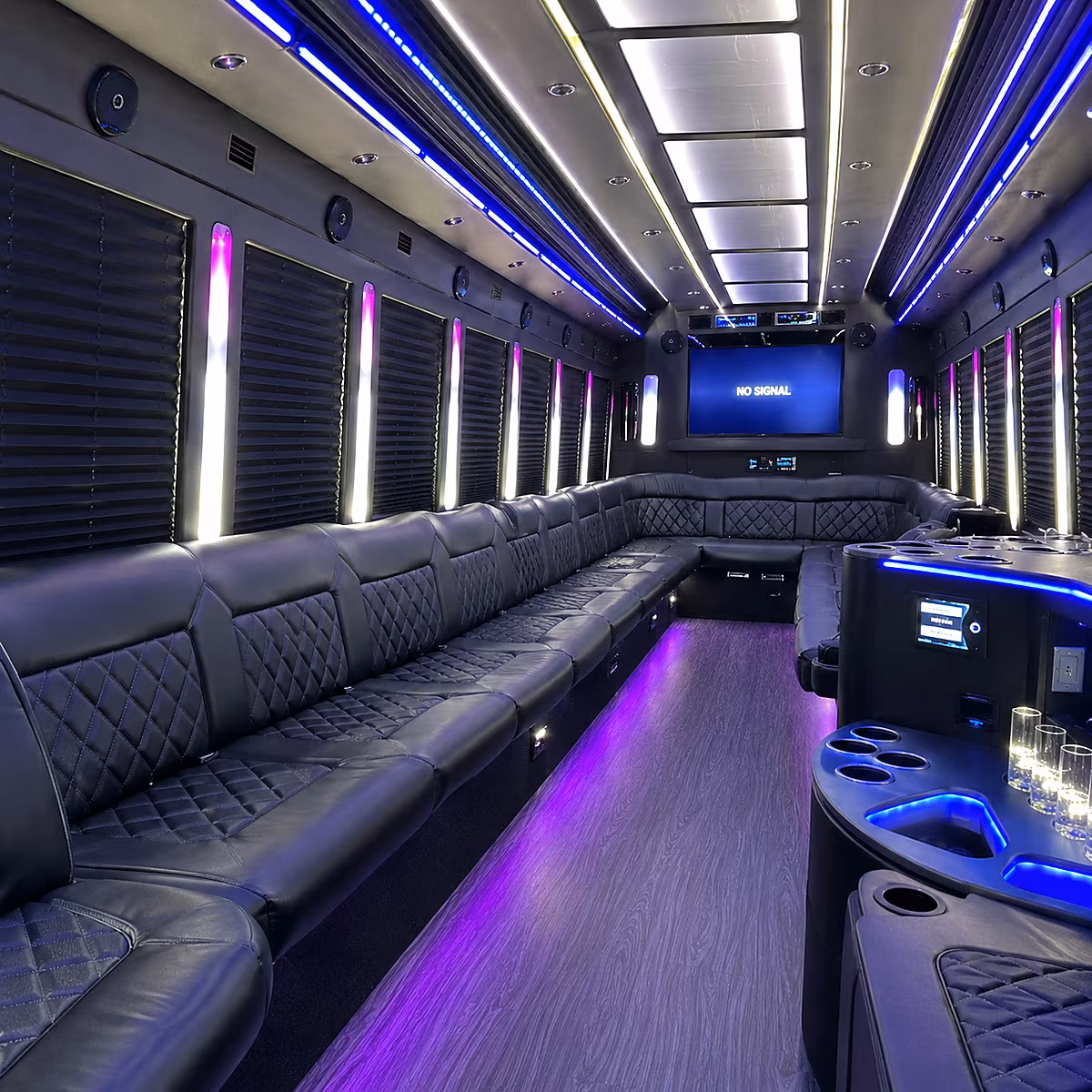 little rock 30 passenger party bus inside