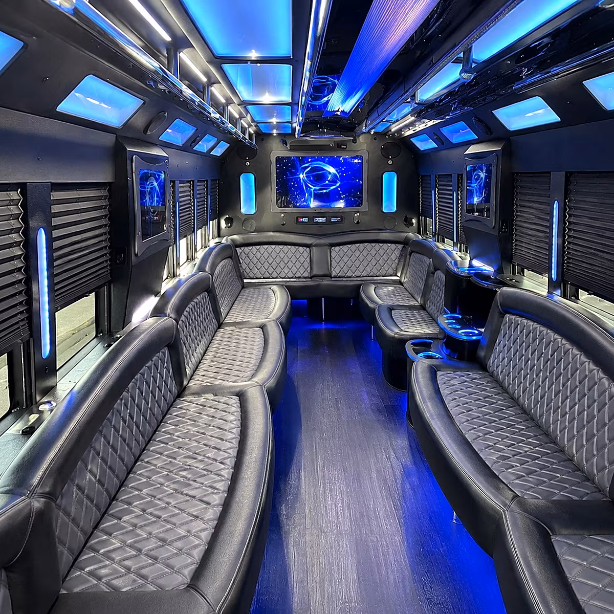 little rock 50 passenger party bus interior