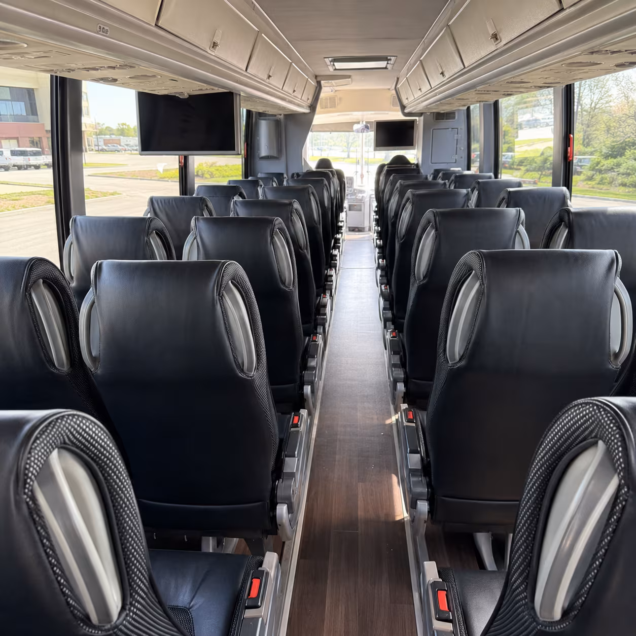 little rock 56 passenger charter bus inside